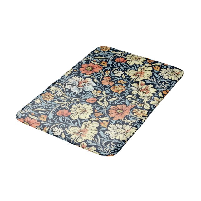 William Morris style floral acanthus pattern Bath Mat (Angled)