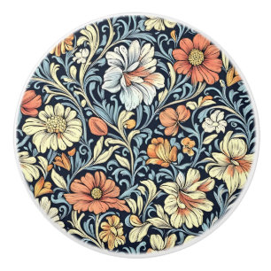 William Morris style floral acanthus pattern Ceramic Knob