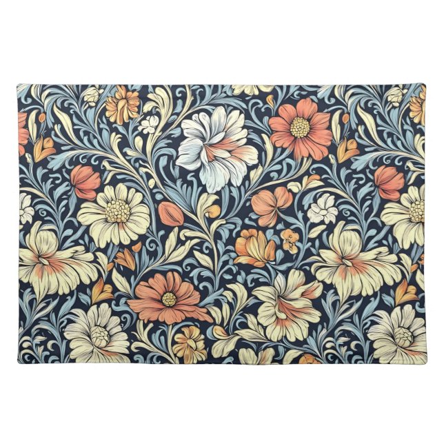 William Morris style floral acanthus pattern Cloth Placemat (Front)