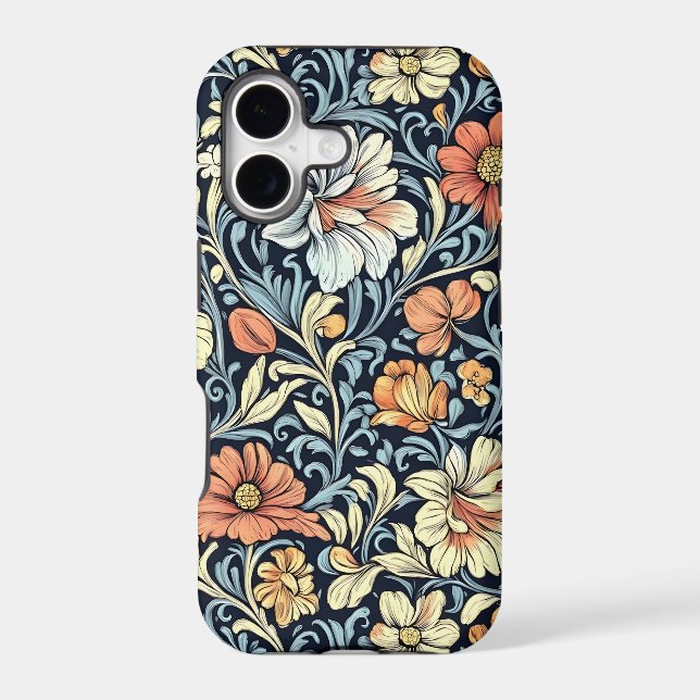 William Morris style floral acanthus pattern iPhone Case (Back)