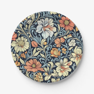 William Morris style floral acanthus pattern Paper Plates