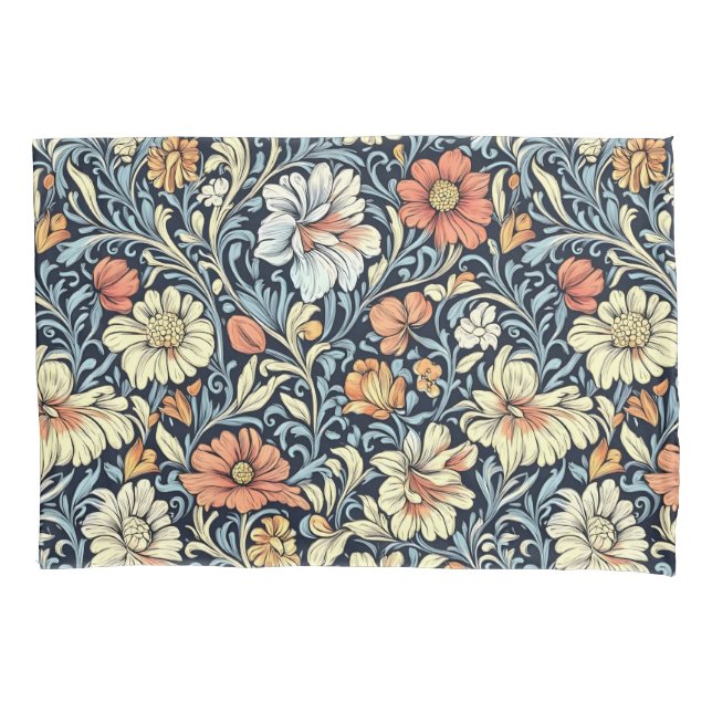 William Morris style floral acanthus pattern Pillow Case (Front-Left)