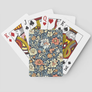 William Morris style floral acanthus pattern Poker Cards