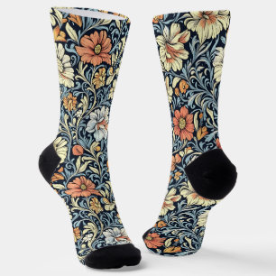 William Morris style floral acanthus pattern Socks