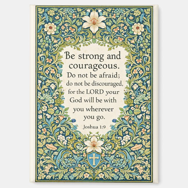 William Morris style floral and scripture Magnet (Front)