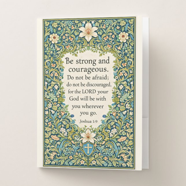 William Morris style floral and scripture Pocket Folder (Front)