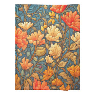 William Morris Style Floral Pattern in Fall Colors Duvet Cover