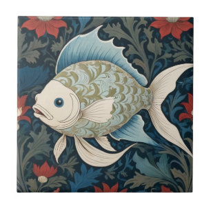 William Morris style L Fish Underwater Sea Ocean Ceramic Tile