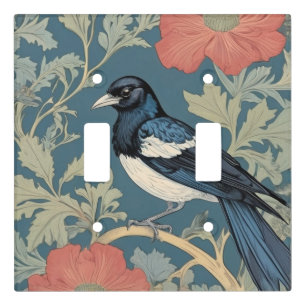 William Morris style Left facing Magpie Bird Light Switch Cover