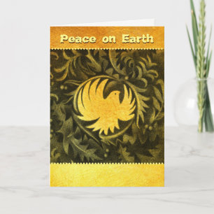William Morris-style peace dove christmas card