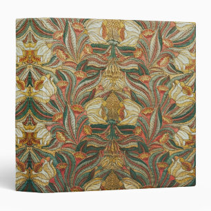 William Morris Style Pink Green Botanical 3 Ring Binder
