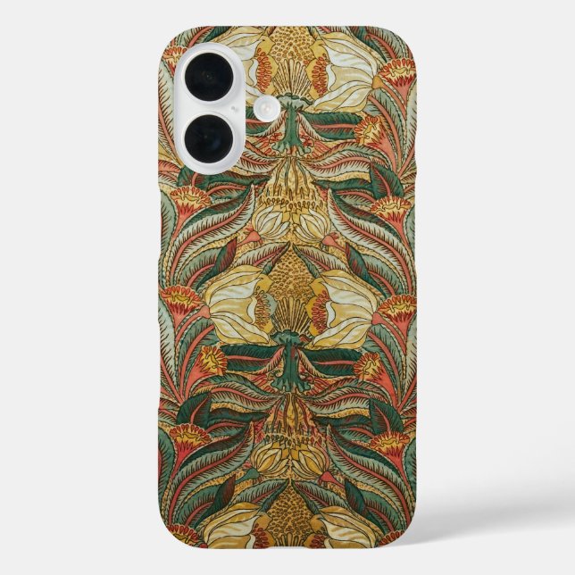 William Morris Style Pink Green Botanical Case-Mate iPhone Case (Back)