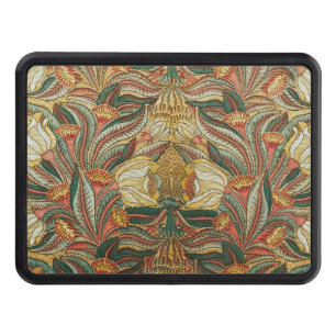 William Morris Style Pink Green Botanical Hitch Cover