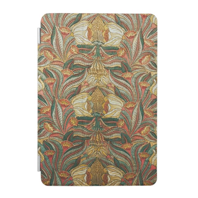 William Morris Style Pink Green Botanical iPad Mini Cover (Front)