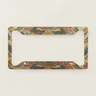 William Morris Style Pink Green Botanical License Plate Frame