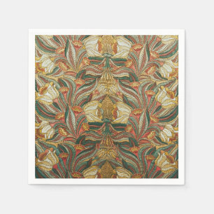 William Morris Style Pink Green Botanical Napkins