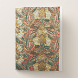 William Morris Style Pink Green Botanical Pocket Folder