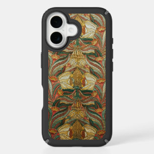 William Morris Style Pink Green Botanical iPhone 16 Case