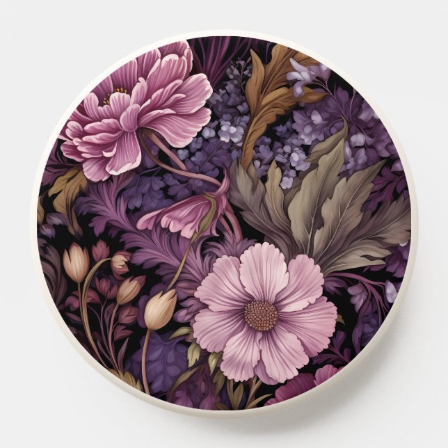 William Morris Style Purple Pink Forest Flowers PopSocket (Popsocket)