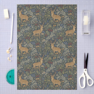 William Morris Style Red Berries & Deer Pattern  Tissue Paper