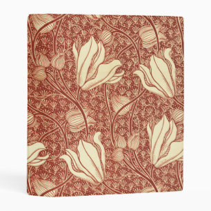 William Morris Style Red Lily Floral Pattern Mini Binder