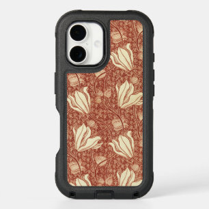 William Morris Style Red Lily Floral Pattern iPhone 16 Case