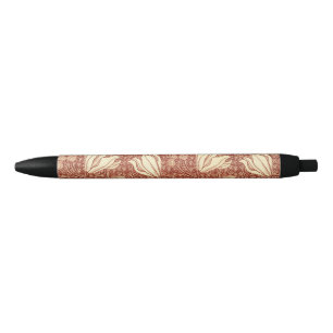 William Morris Style Red Lily Floral Pattern Pen