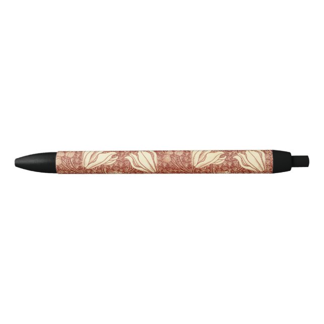 William Morris Style Red Lily Floral Pattern Pen (Front)