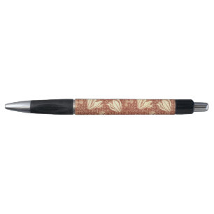 William Morris Style Red Lily Floral Pattern Pen