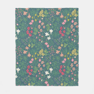 William Morris Style Spring Garden Floral Pattern Fleece Blanket
