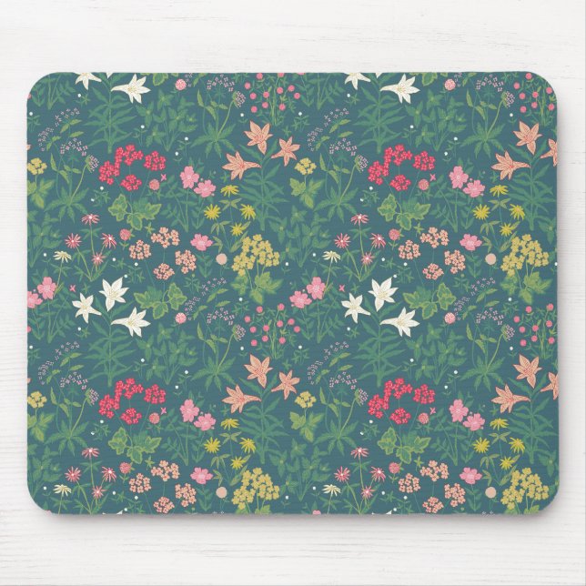 William Morris Style Spring Garden Floral Pattern  Mouse Pad (Front)