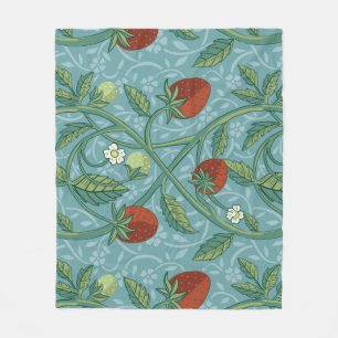 William Morris Style Strawberry Thief Floral Fleece Blanket