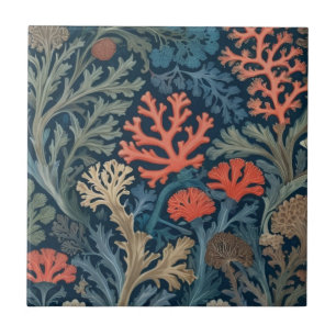 William Morris style Underwater Sea Ocean Coral Ceramic Tile