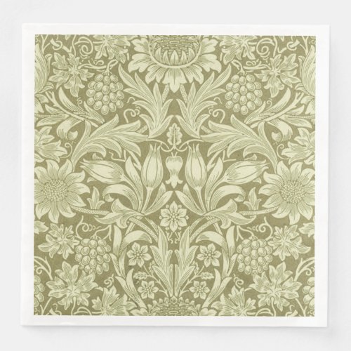 William Morris Sunflower Flower Floral Botanical Paper Dinner Napkins