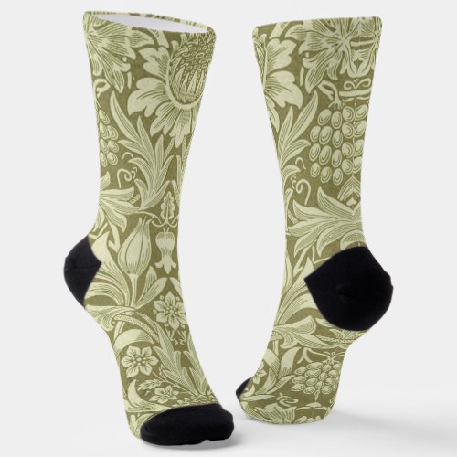 William Morris Sunflower Flower Floral Botanical Socks