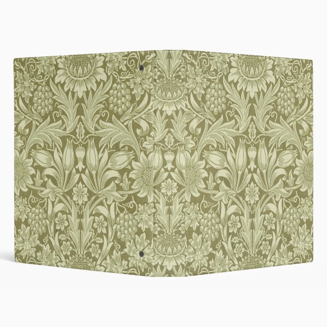 William Morris Sunflower Green Flower  3 Ring Binder (Background)