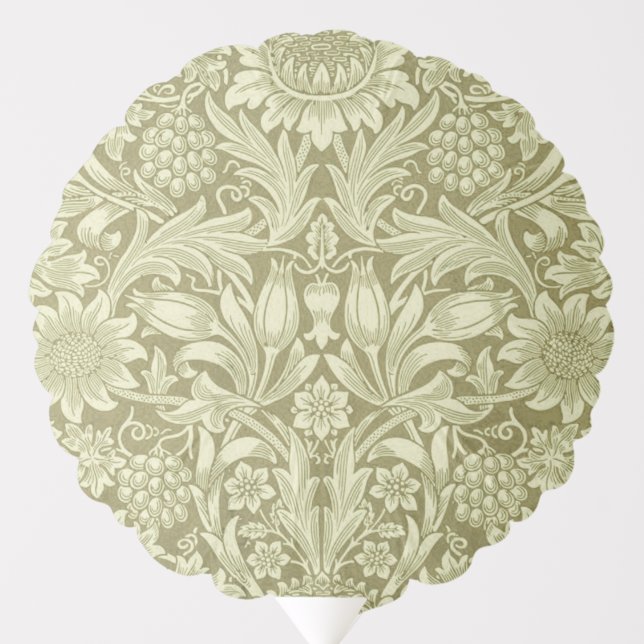 William Morris Sunflower Green Flower  Balloon (Front)