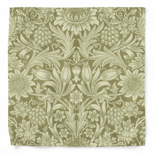 William Morris Sunflower Green Flower Bandana