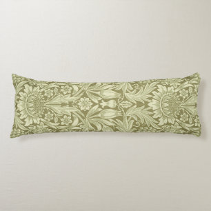 William Morris Sunflower Green Flower  Body Pillow