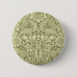 William Morris Sunflower Green Flower Button