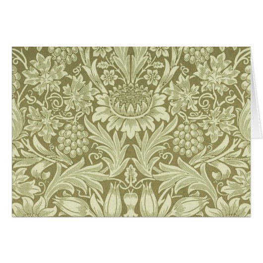 William Morris Sunflower Green Flower  Cards (Front Horizontal)