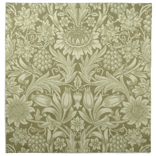 William Morris Sunflower Green Flower Cloth Napkin