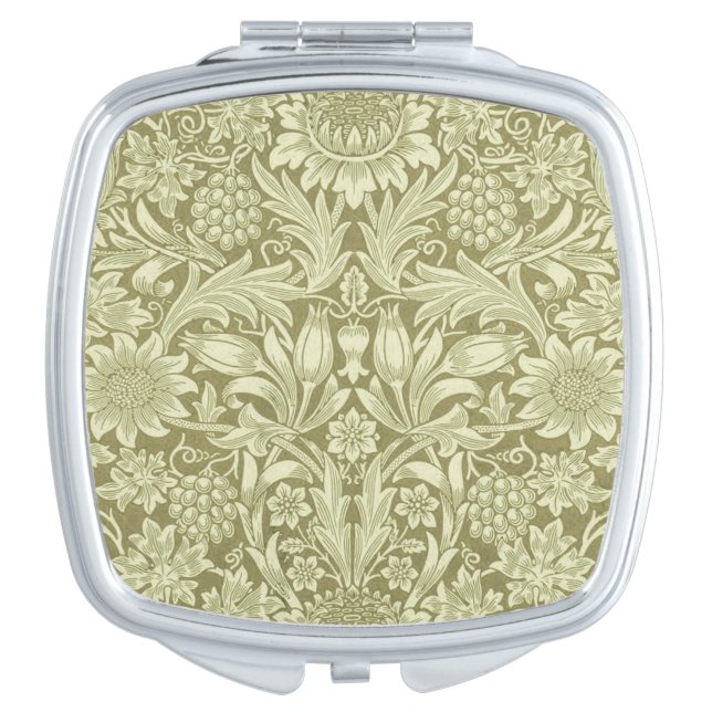 William Morris Sunflower Green Flower  Compact Mirror (Front)