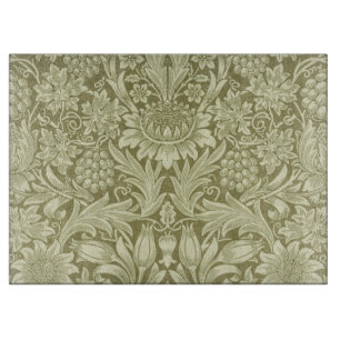 William Morris Sunflower Green Flower Cutting Board