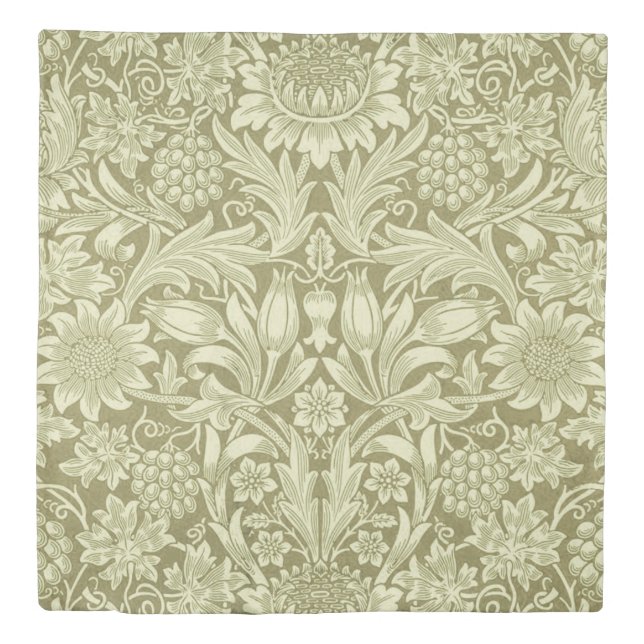 William Morris Sunflower Green Flower  Duvet Cover (Front)
