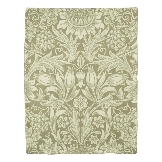 William Morris Sunflower Green Flower  Duvet Cover (Front)