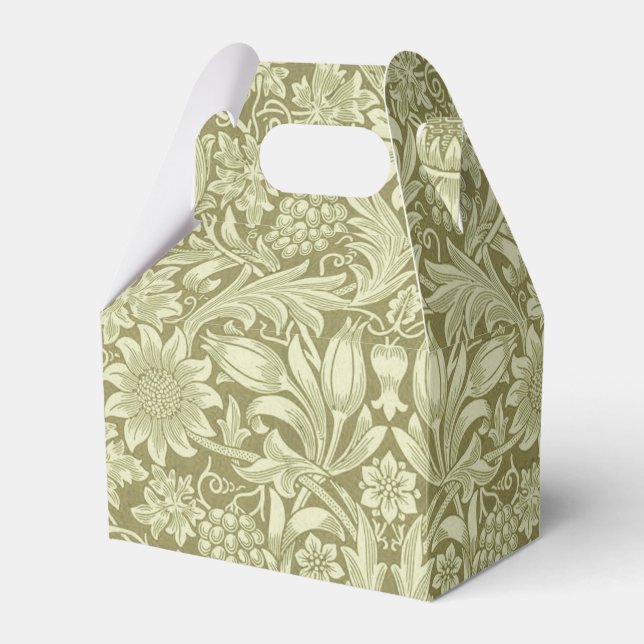 William Morris Sunflower Green Flower  Favor Boxes (Front Side)