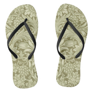 William Morris Sunflower Green Flower Flip Flops