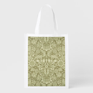 William Morris Sunflower Green Flower  Grocery Bag