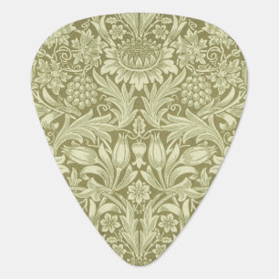 William Morris Sunflower Green Flower Guitar Pick